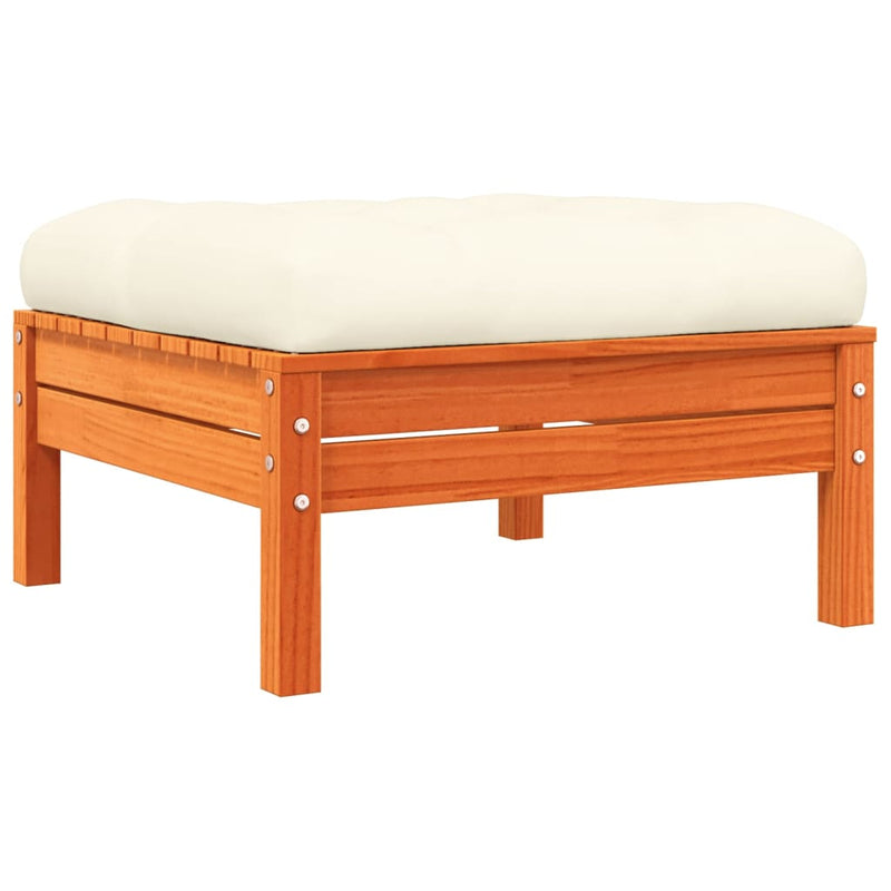 Garden Footstools with Cushions 2 pcs Wax Brown Solid Wood Pine Payday Deals