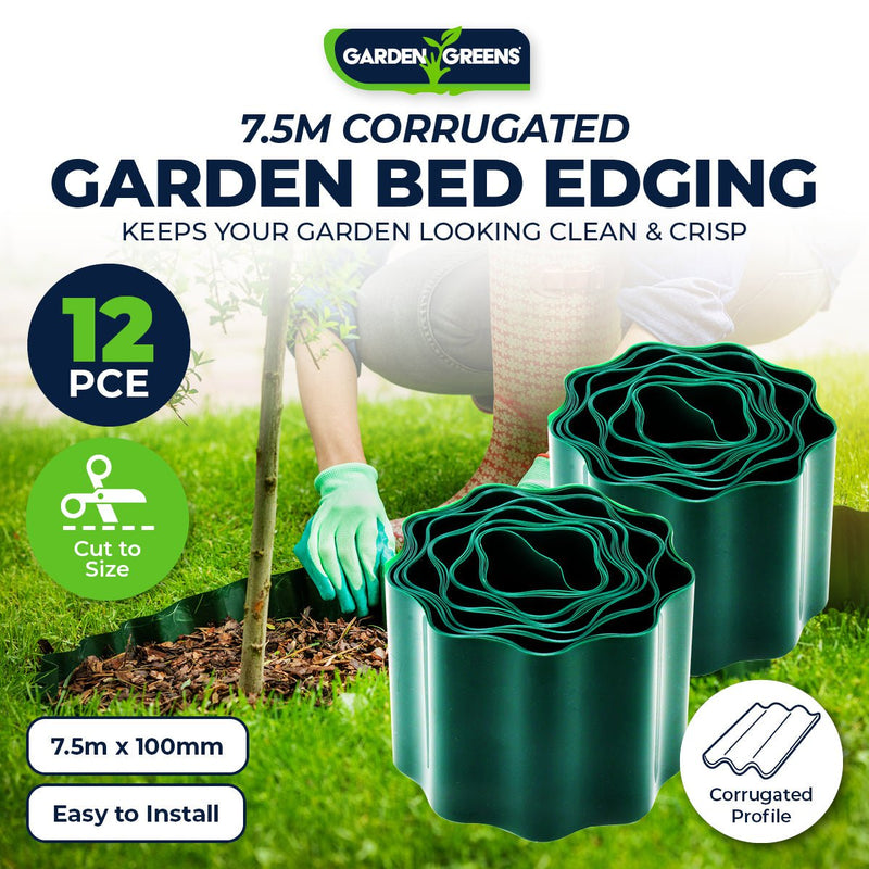 Garden Greens12PCE 7.5m Corrugated Garden Bed Edging Reusable Size Adjustable Payday Deals