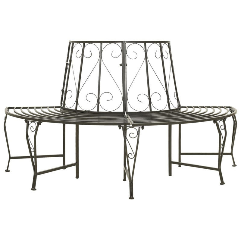 Garden Half Round Tree Bench 160 cm Steel Payday Deals