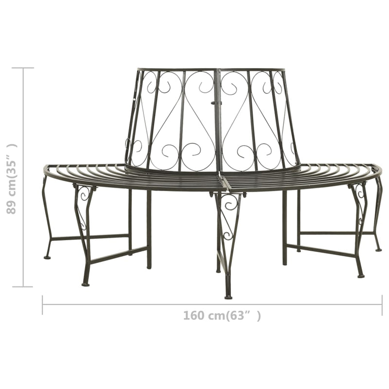 Garden Half Round Tree Bench 160 cm Steel Payday Deals