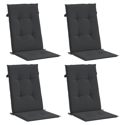 Garden Highback Chair Cushions 4 pcs Black 120x50x3 cm Fabric Payday Deals