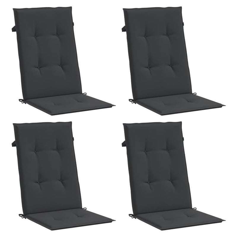 Garden Highback Chair Cushions 4 pcs Black 120x50x3 cm Fabric Payday Deals