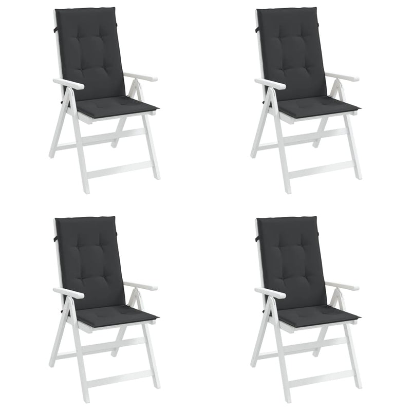 Garden Highback Chair Cushions 4 pcs Black 120x50x3 cm Fabric Payday Deals