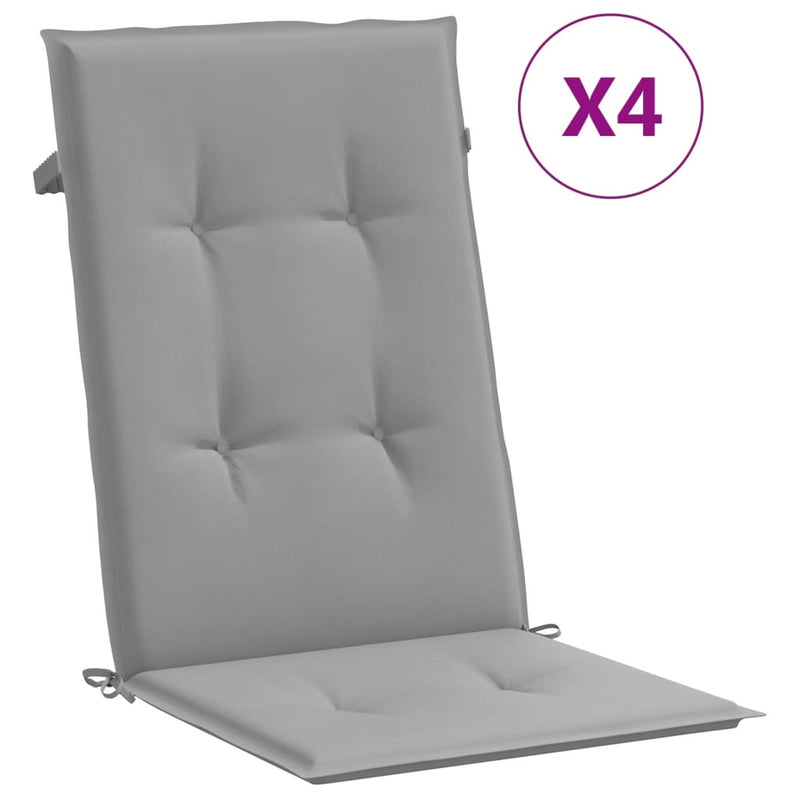 Garden Highback Chair Cushions 4 pcs Grey 120x50x3 cm Fabric Payday Deals