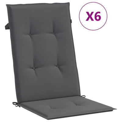 Garden Highback Chair Cushions 6 pcs Anthracite 120x50x3 cm Fabric Payday Deals