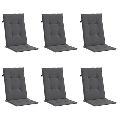Garden Highback Chair Cushions 6 pcs Anthracite 120x50x3 cm Fabric Payday Deals