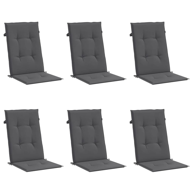 Garden Highback Chair Cushions 6 pcs Anthracite 120x50x3 cm Fabric Payday Deals