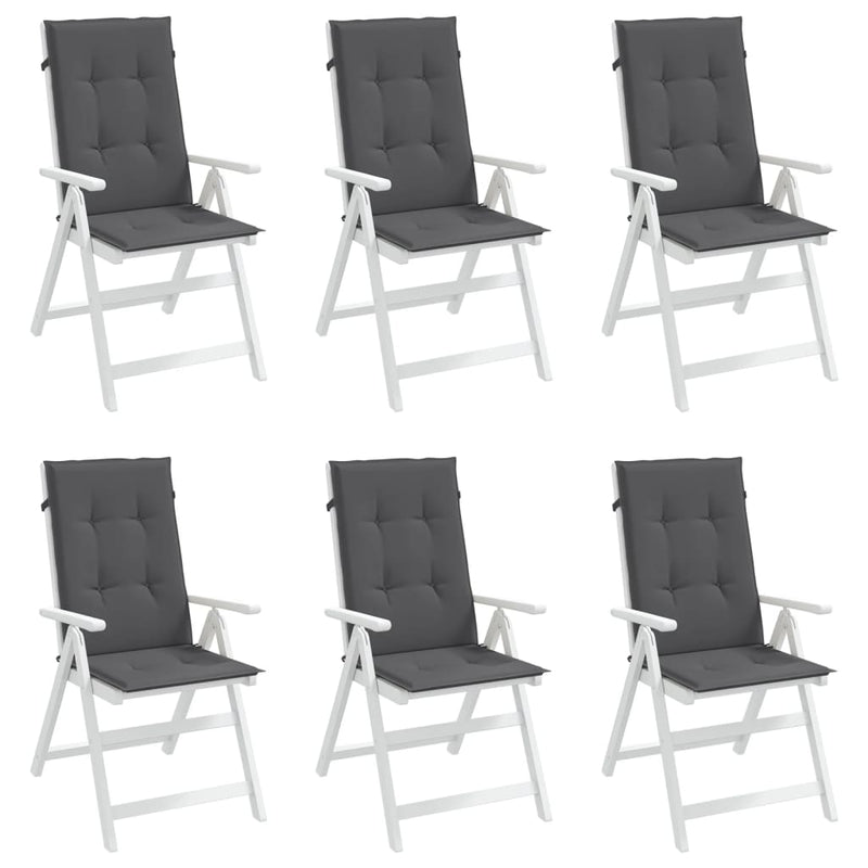 Garden Highback Chair Cushions 6 pcs Anthracite 120x50x3 cm Fabric Payday Deals