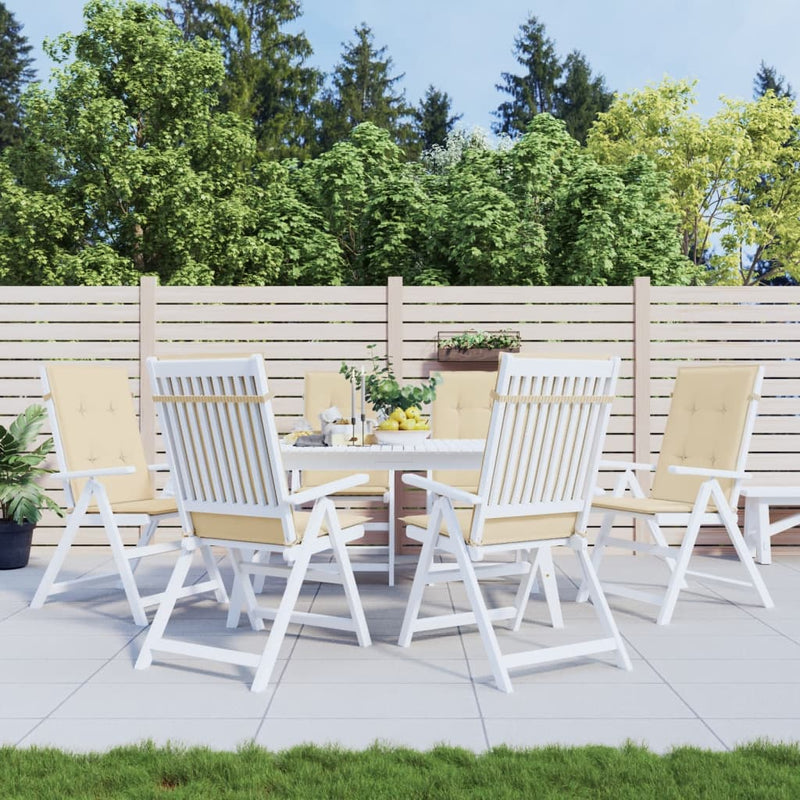 Garden Highback Chair Cushions 6 pcs Beige 120x50x3 cm Fabric Payday Deals