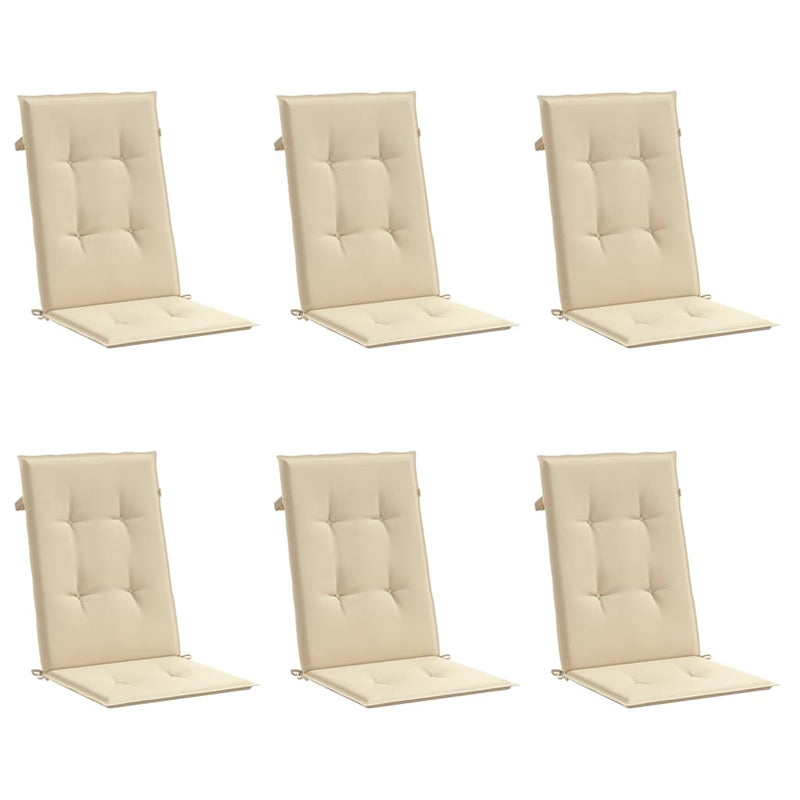 Garden Highback Chair Cushions 6 pcs Beige 120x50x3 cm Fabric Payday Deals