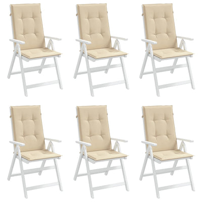 Garden Highback Chair Cushions 6 pcs Beige 120x50x3 cm Fabric Payday Deals