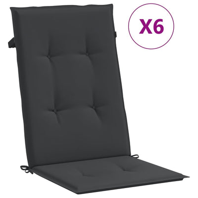 Garden Highback Chair Cushions 6 pcs Black 120x50x3 cm Fabric Payday Deals