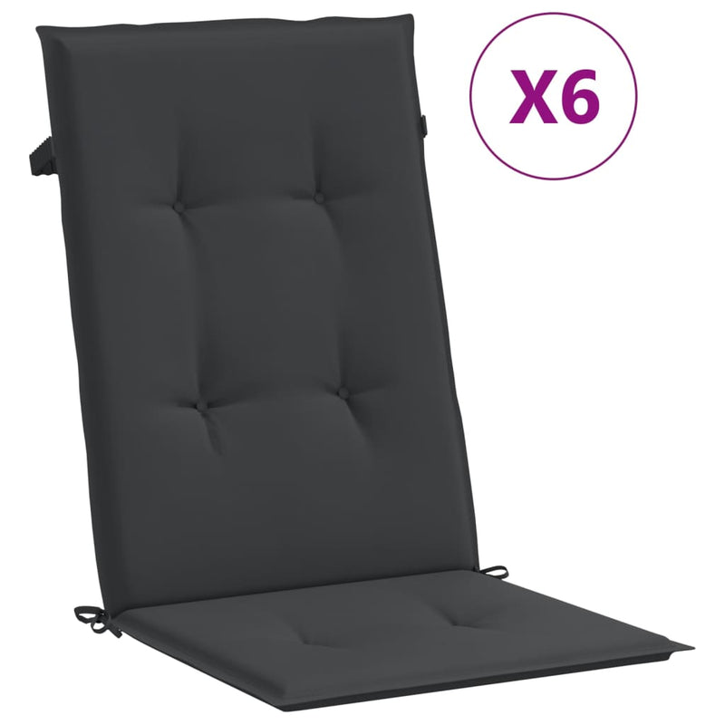 Garden Highback Chair Cushions 6 pcs Black 120x50x3 cm Fabric Payday Deals