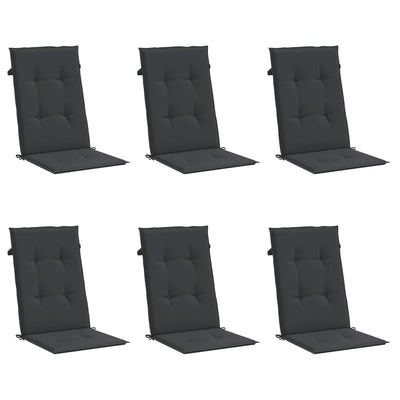 Garden Highback Chair Cushions 6 pcs Black 120x50x3 cm Fabric Payday Deals