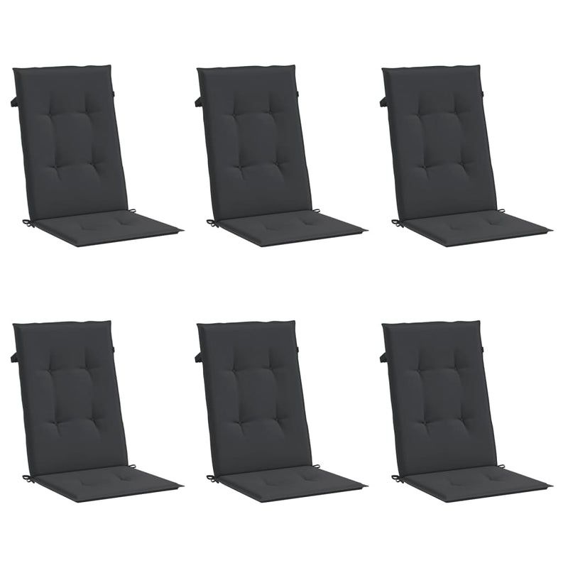 Garden Highback Chair Cushions 6 pcs Black 120x50x3 cm Fabric Payday Deals