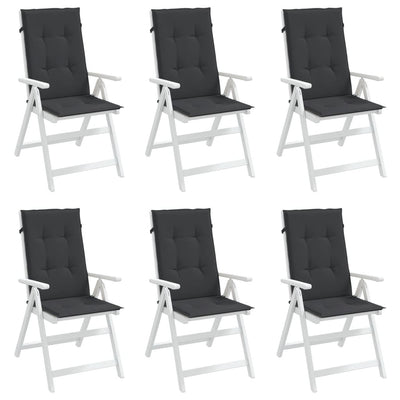 Garden Highback Chair Cushions 6 pcs Black 120x50x3 cm Fabric Payday Deals