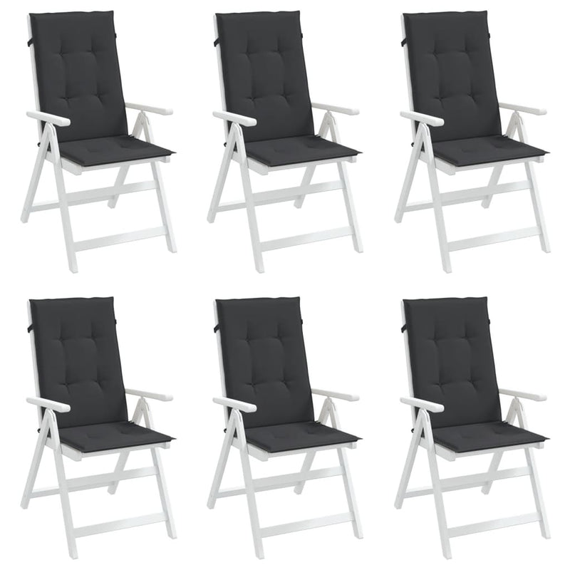 Garden Highback Chair Cushions 6 pcs Black 120x50x3 cm Fabric Payday Deals
