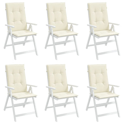 Garden Highback Chair Cushions 6 pcs Cream 120x50x3 cm Fabric Payday Deals