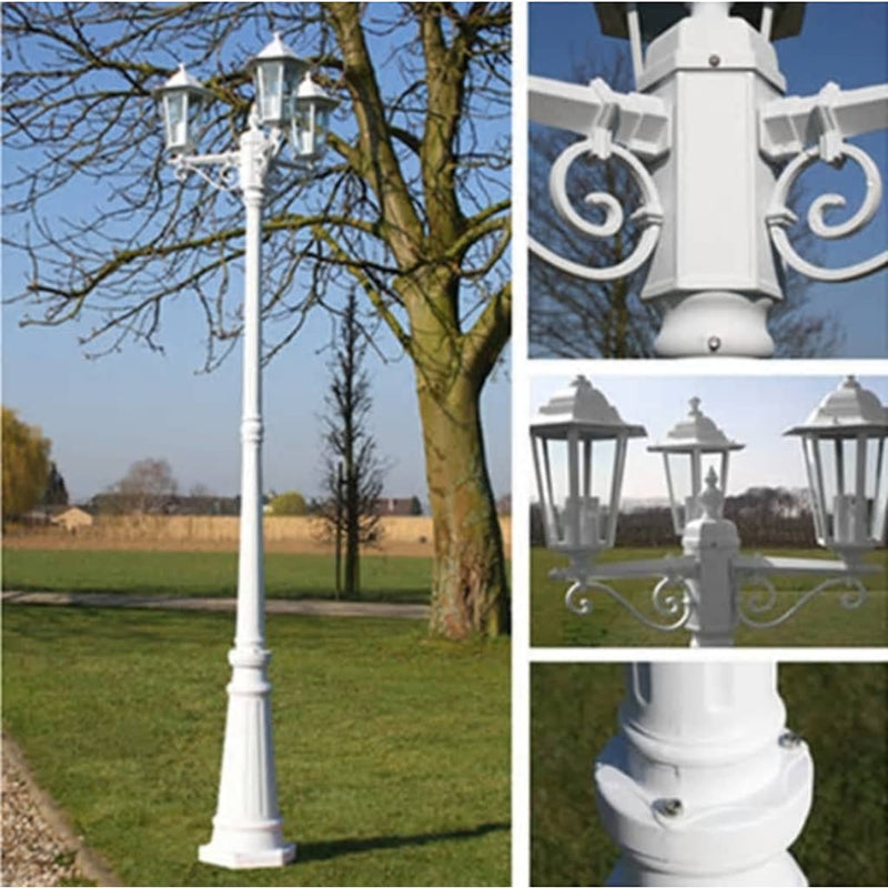 Garden Light Post 3-arms 215 cm White Aluminium Payday Deals