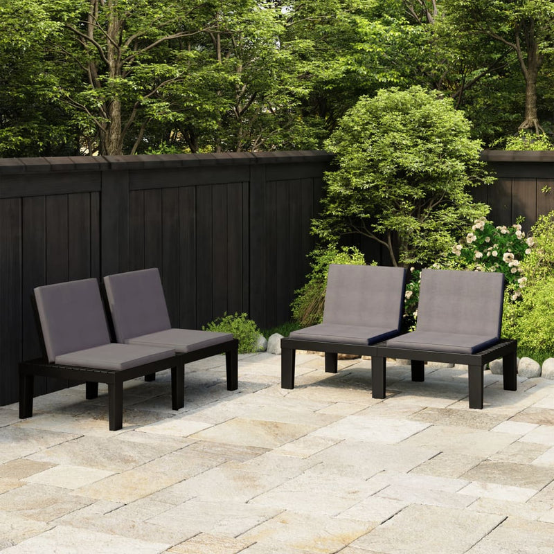 Garden Lounge Benches with Cushions 2 pcs Plastic Grey Payday Deals
