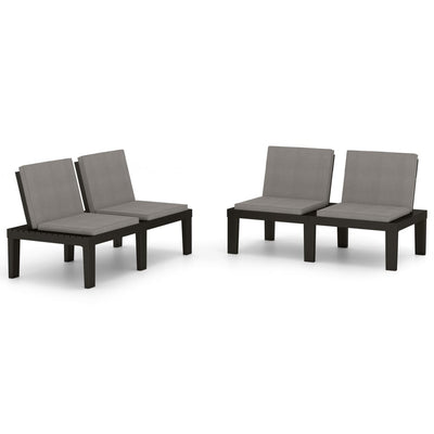 Garden Lounge Benches with Cushions 2 pcs Plastic Grey Payday Deals