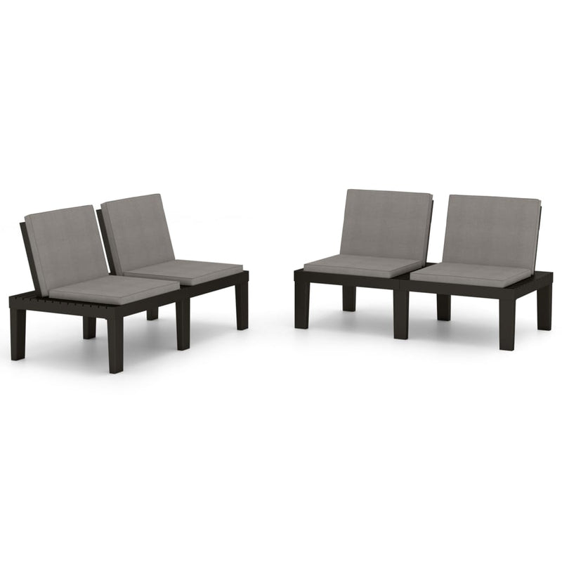 Garden Lounge Benches with Cushions 2 pcs Plastic Grey Payday Deals