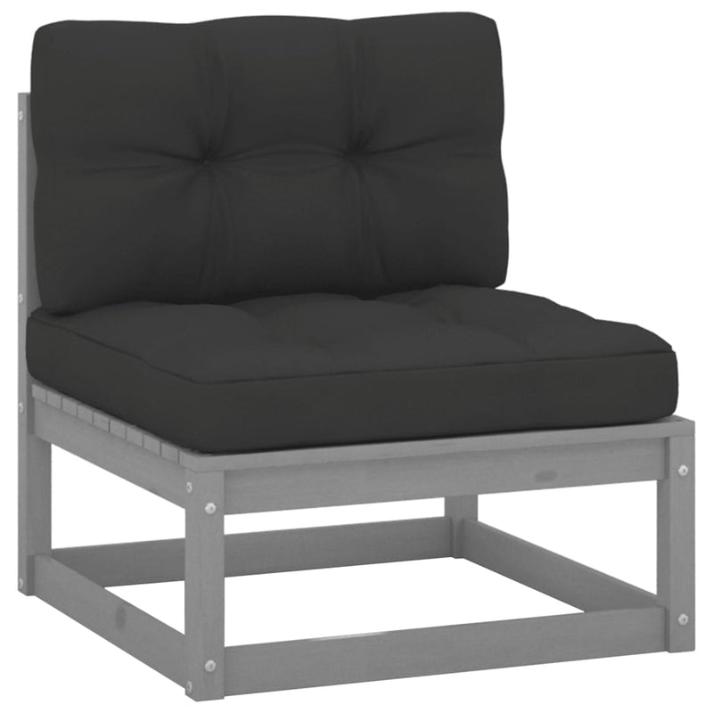 Garden Middle Sofa with Anthracite Cushions Grey Solid Pinewood Payday Deals
