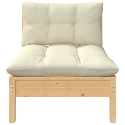 Garden Middle Sofa with Cream Cushions Solid Pinewood Payday Deals