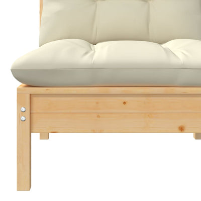 Garden Middle Sofa with Cream Cushions Solid Pinewood Payday Deals