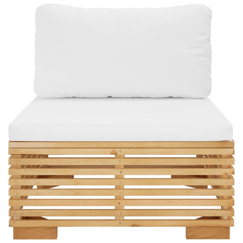 Garden Middle Sofa with Cream Cushions Solid Wood Teak Payday Deals