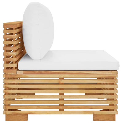 Garden Middle Sofa with Cream Cushions Solid Wood Teak Payday Deals
