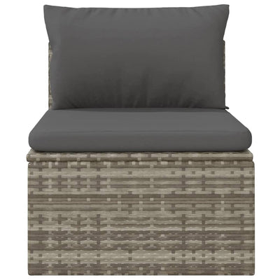 Garden Middle Sofa with Cushion Grey 57x57x56 cm Poly Rattan Payday Deals