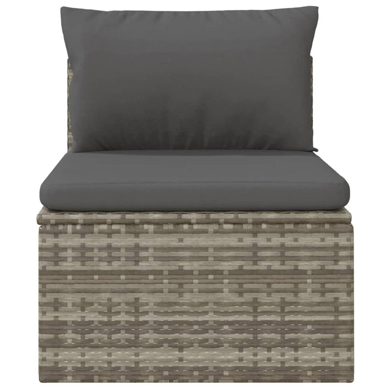 Garden Middle Sofa with Cushion Grey 57x57x56 cm Poly Rattan Payday Deals