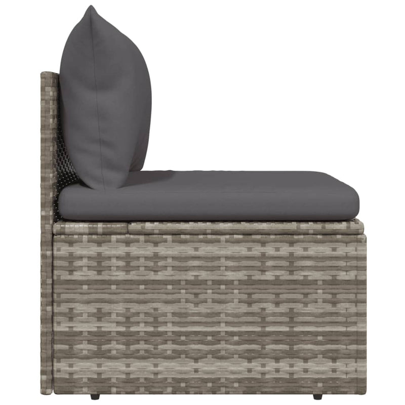 Garden Middle Sofa with Cushion Grey 57x57x56 cm Poly Rattan Payday Deals