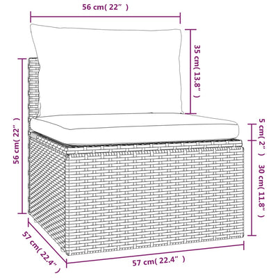 Garden Middle Sofa with Cushion Grey 57x57x56 cm Poly Rattan Payday Deals