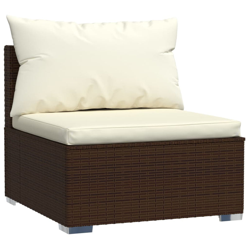 Garden Middle Sofa with Cushions Brown Poly Rattan Payday Deals
