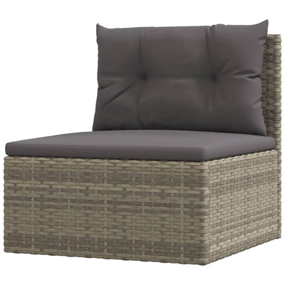 Garden Middle Sofa with Cushions Grey Poly Rattan Payday Deals