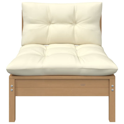 Garden Middle Sofa with Cushions Honey Brown Solid Pinewood Payday Deals