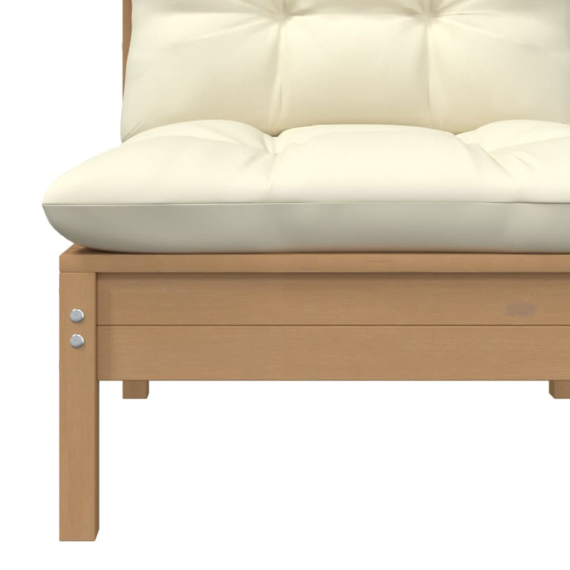 Garden Middle Sofa with Cushions Honey Brown Solid Pinewood Payday Deals