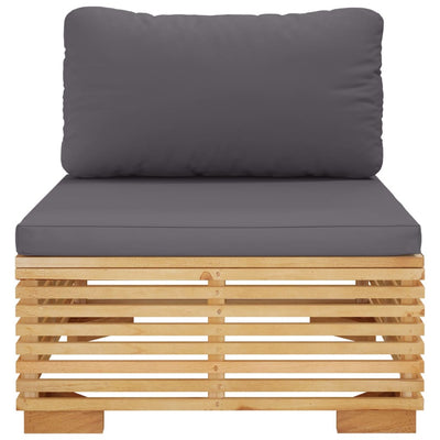 Garden Middle Sofa with Dark Grey Cushions Solid Wood Teak Payday Deals