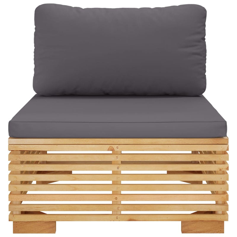Garden Middle Sofa with Dark Grey Cushions Solid Wood Teak Payday Deals