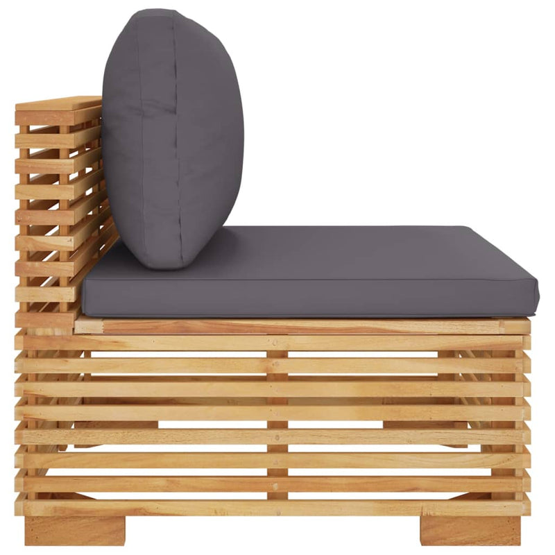 Garden Middle Sofa with Dark Grey Cushions Solid Wood Teak Payday Deals