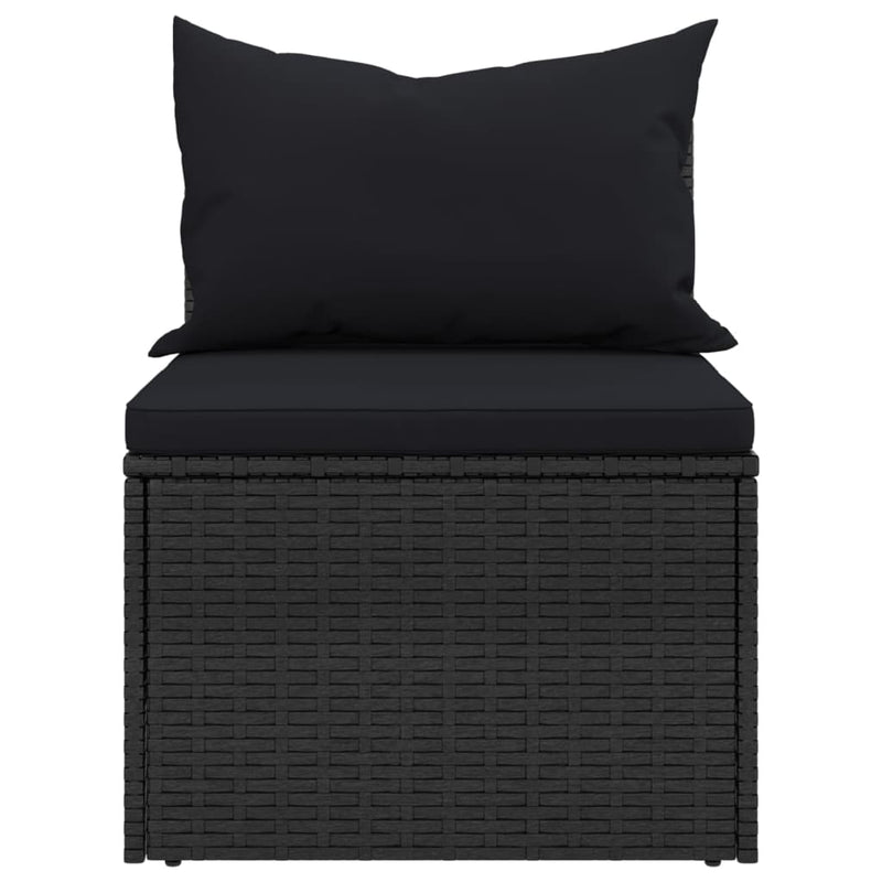 Garden Middle Sofas with Cushions 2 pcs Black Poly Rattan Payday Deals