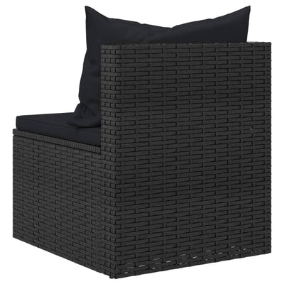 Garden Middle Sofas with Cushions 2 pcs Black Poly Rattan Payday Deals