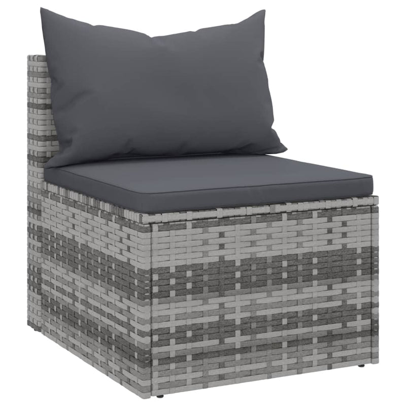 Garden Middle Sofas with Cushions 2 pcs Grey Poly Rattan Payday Deals