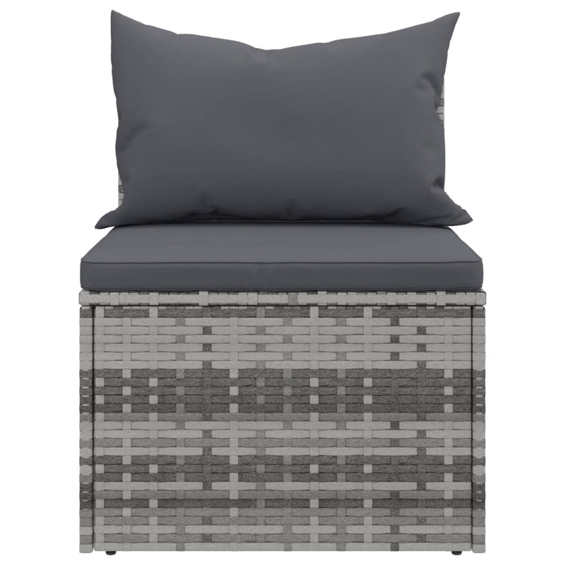 Garden Middle Sofas with Cushions 2 pcs Grey Poly Rattan Payday Deals
