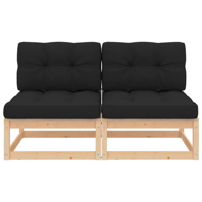 Garden Middle Sofas with Cushions 2 pcs Solid Pinewood Payday Deals