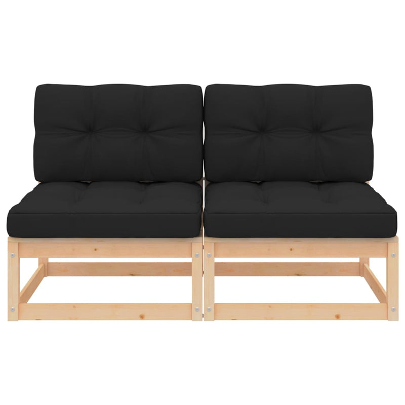 Garden Middle Sofas with Cushions 2 pcs Solid Pinewood Payday Deals