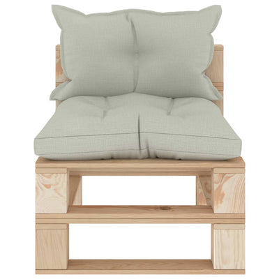 Garden Pallet Middle Sofa with Beige Cushions Wood Payday Deals