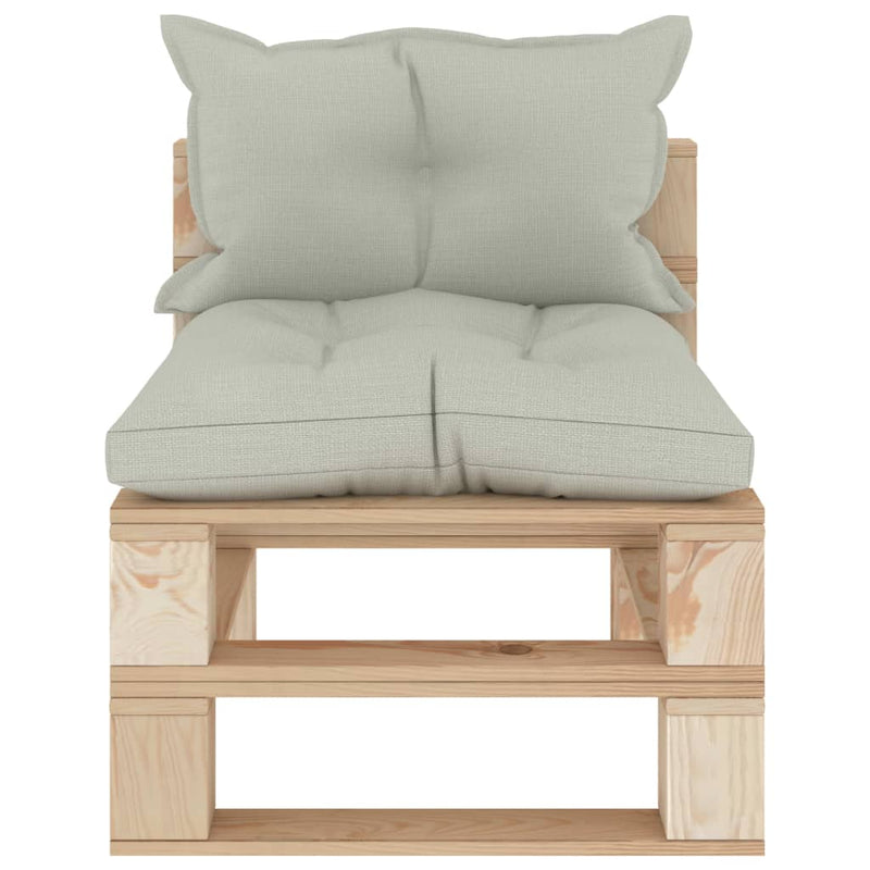 Garden Pallet Middle Sofa with Beige Cushions Wood Payday Deals